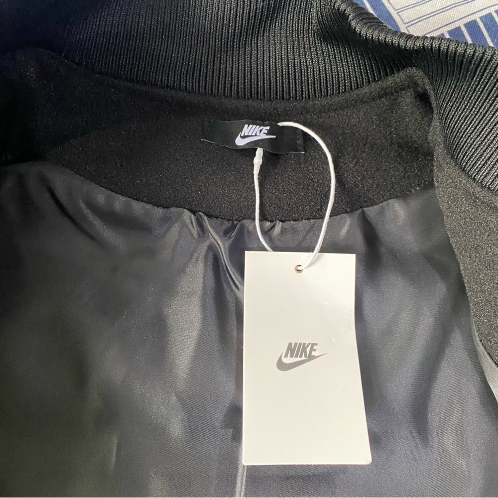 Nike Black Varsity Jacket with Teal Accents - Picture 6 of 9